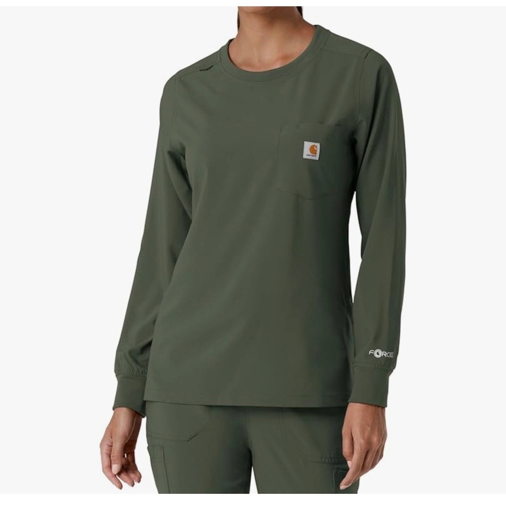 Carhartt Force Modern Fit Olive Green Scrub Set XL Top Large Petite Pants NEW